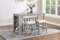 Poundex F2643 5 pc Light wood grain finish wood counter height dining table set storage shelves