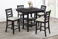 Poundex F2645 5 pc Antique black finish wood and fabric counter height dining table set