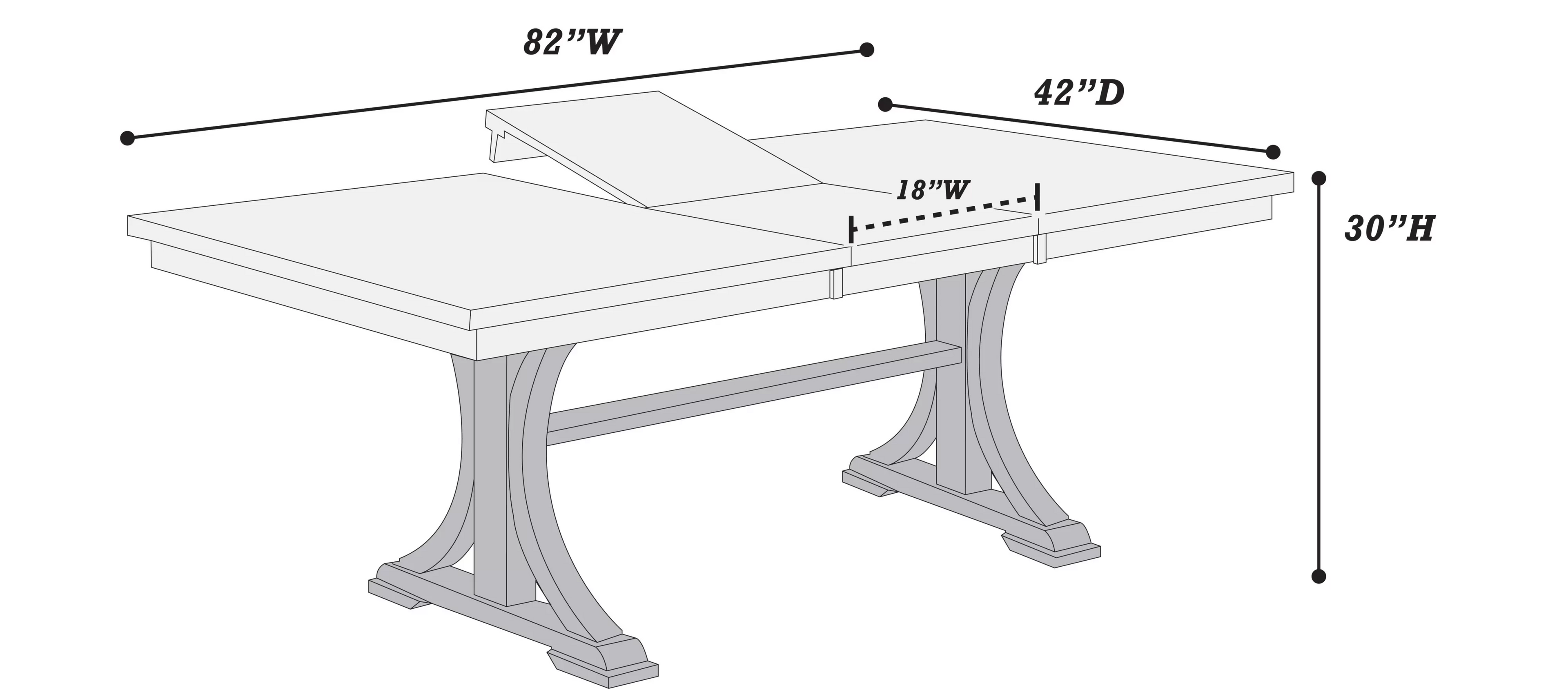 Poundex F2703-1926 7 pc charcoal finish wood 82" butterfly leaf dining table set trestle base rounded back chairs