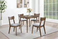 Poundex F2706-1953 5 pc Walnut finish wood mid century modern 40" square dining table set