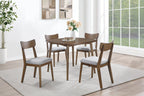 Poundex F2706-1953 5 pc Walnut finish wood mid century modern 40" square dining table set
