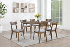 Poundex F2707-1953 7 pc Walnut finish wood mid century modern 60" rectangular dining table set