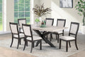 Poundex F2709-1954 7 pc Antique black finish wood light wood grain top rectangular dining table set