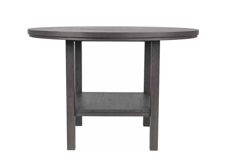 Poundex F2711-1956 5 pc Charcoal black finish wood 54" Round counter height dining table set lazy susan