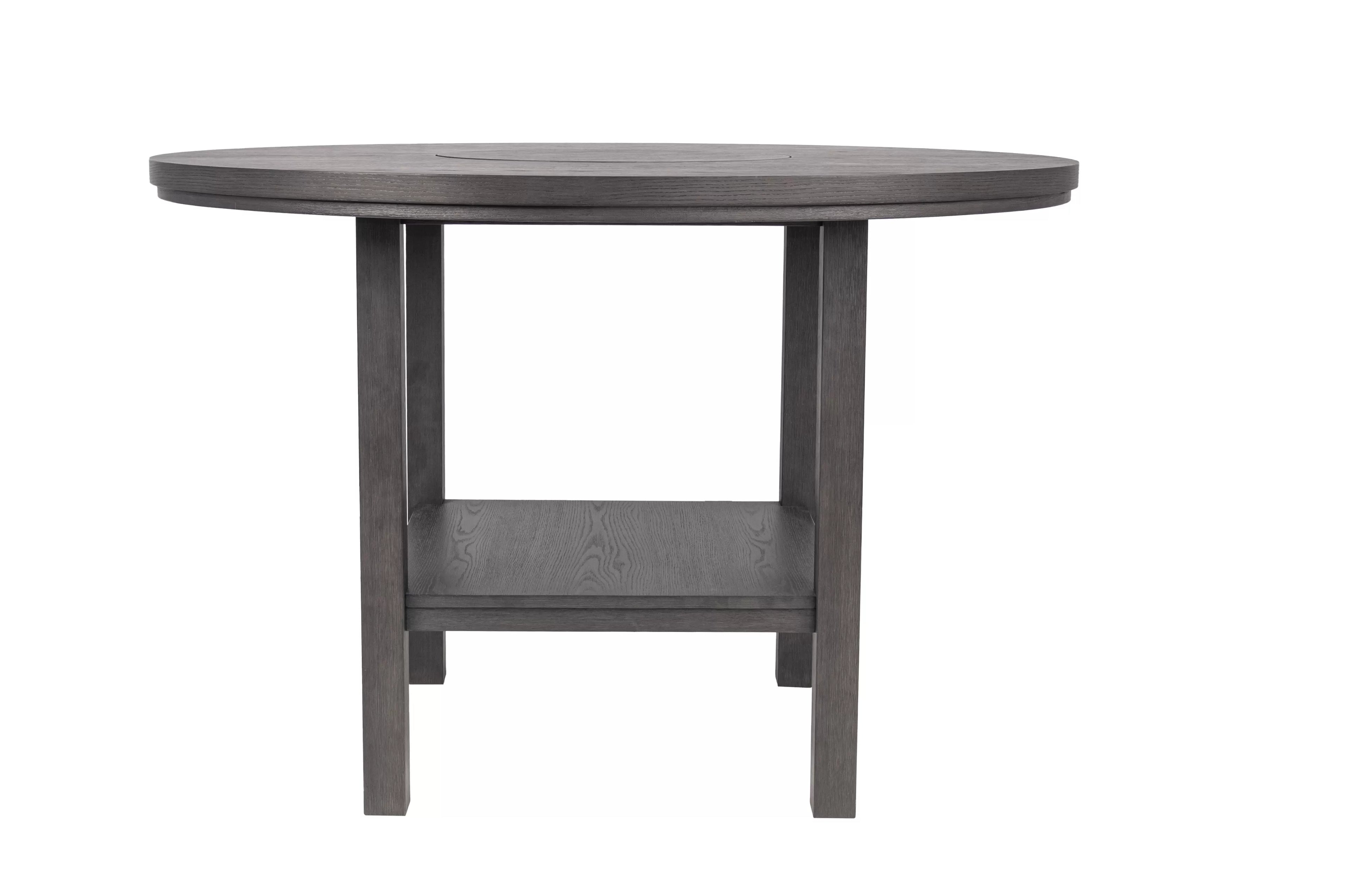 Poundex F2711-1956 5 pc Charcoal black finish wood 54" Round counter height dining table set lazy susan