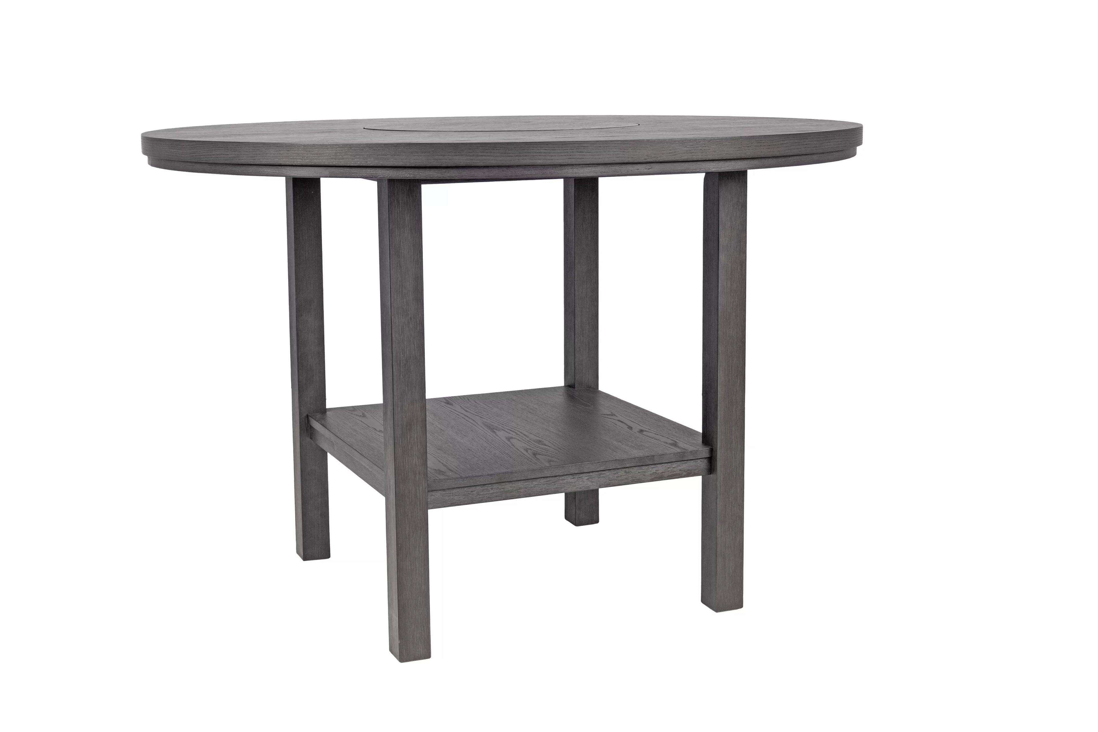 Poundex F2711-1956 5 pc Charcoal black finish wood 54" Round counter height dining table set lazy susan