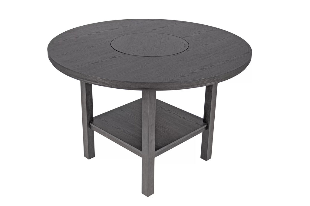 Poundex F2711-1956 5 pc Charcoal black finish wood 54" Round counter height dining table set lazy susan