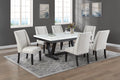 Poundex F2712-1958 7 pc Antique black finish wood faux marble top rectangular dining table set