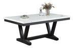Poundex F2712-1958-59 6 pc Antique black finish wood faux marble top rectangular dining table set with bench