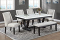 Poundex F2712-1958-59 6 pc Antique black finish wood faux marble top rectangular dining table set with bench