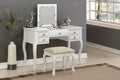 Poundex F4148 3 pc Canora grey kenosha antique white finish wood make up bedroom vanity set flip up mirror