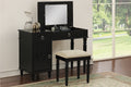 Poundex F4177 2 pc Angelica black finish wood make up bedroom vanity set flip up mirror