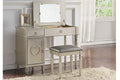 Poundex F4178 2 pc Angelica silver finish wood make up bedroom vanity set flip up mirror