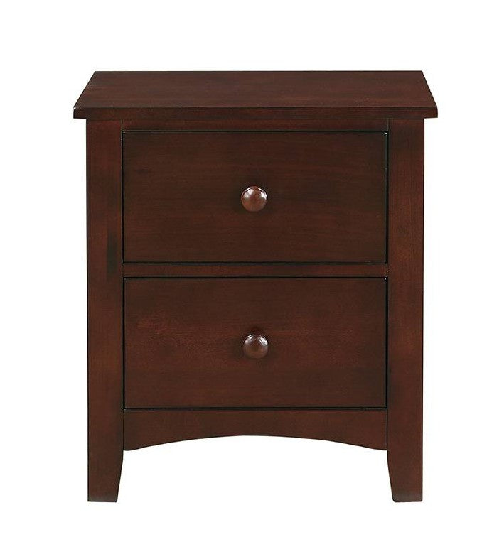 Poundex F4234 Dark brown finish wood nightstand end table with two drawers