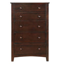 Poundex F4235 Dark brown finish wood 5 drawers chest of drawers