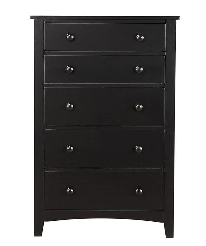 Poundex F4237 Black finish wood 5 drawers chest of drawers
