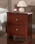 Poundex F4277 Cherry finish wood nightstand end table with two drawers