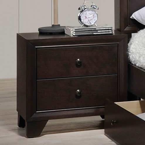 Poundex F4861  Morgan II dark brown natural finish wood 2 drawer nightstand