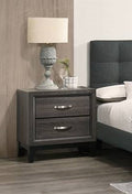Poundex F4961 Rustic weathered greyish two tone finish wood nightstand end table with two drawers