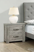 Poundex F5446  Morgan II rustic light grey oak finish wood 2 drawer nightstand