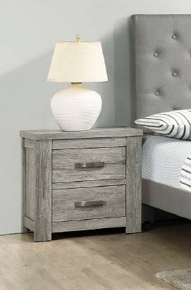 Poundex F5446  Morgan II rustic light grey oak finish wood 2 drawer nightstand