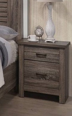 Poundex F5476 Weathered grey finish wood nightstand end table with two drawers