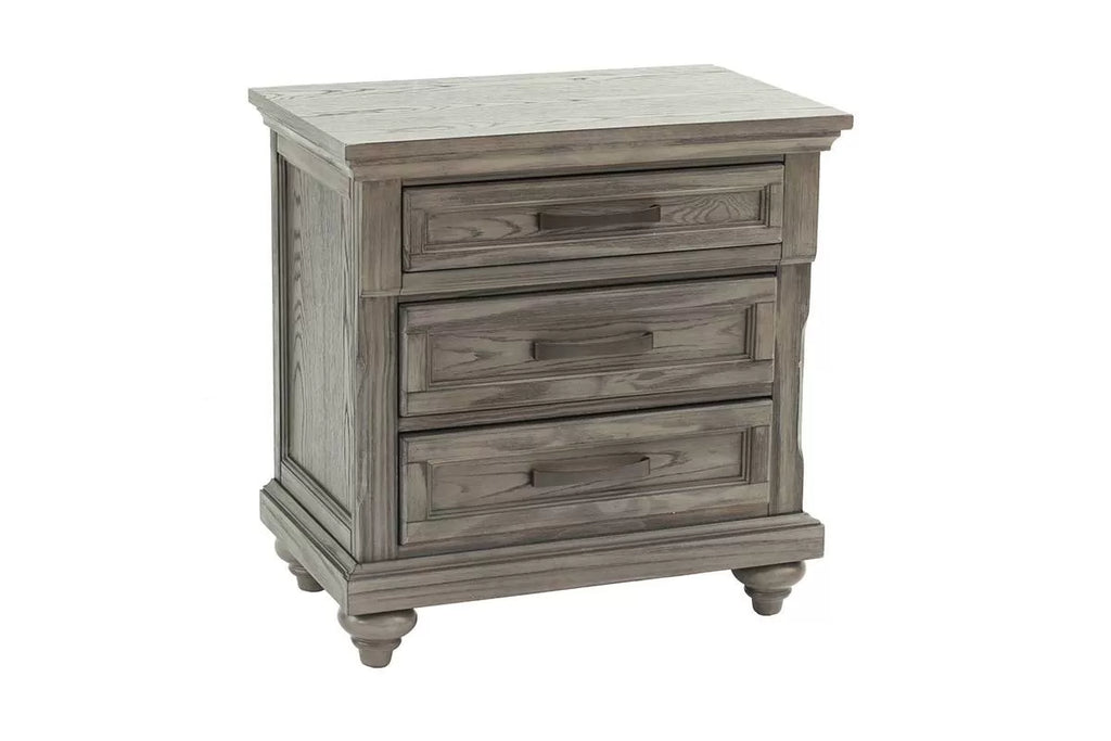 Poundex F9686Q-4PC 4 pc Morgan rustic weathered grey finish wood queen bed footboard drawers