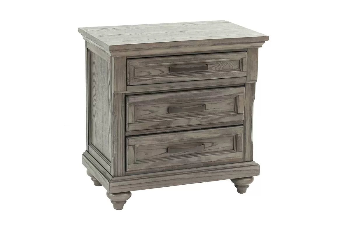 Poundex F9686Q-4PC 4 pc Morgan rustic weathered grey finish wood queen bed footboard drawers