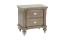 Metallic Finish Wood Nightstand with Two Drawers & Turned Legs – F5506
