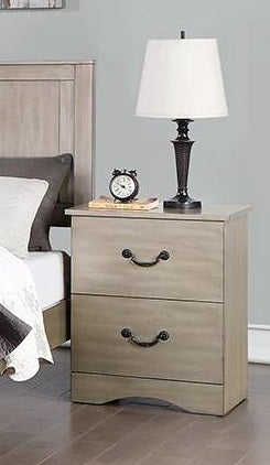 Poundex F5511 Cream finish wood nightstand end table with two drawers