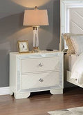 Poundex F5566 Cream textured finish wood nightstand end table with two drawers wireless charging