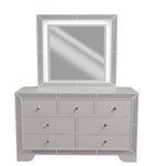 Cream Tufted Faux Leather LED Queen Bedroom Set – F9643Q-4PC