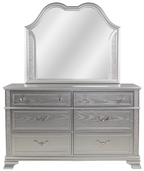 Poundex F9670Q-4PC 4 pc Light grey finish wood fabric padded headboard LED lighting queen bed set