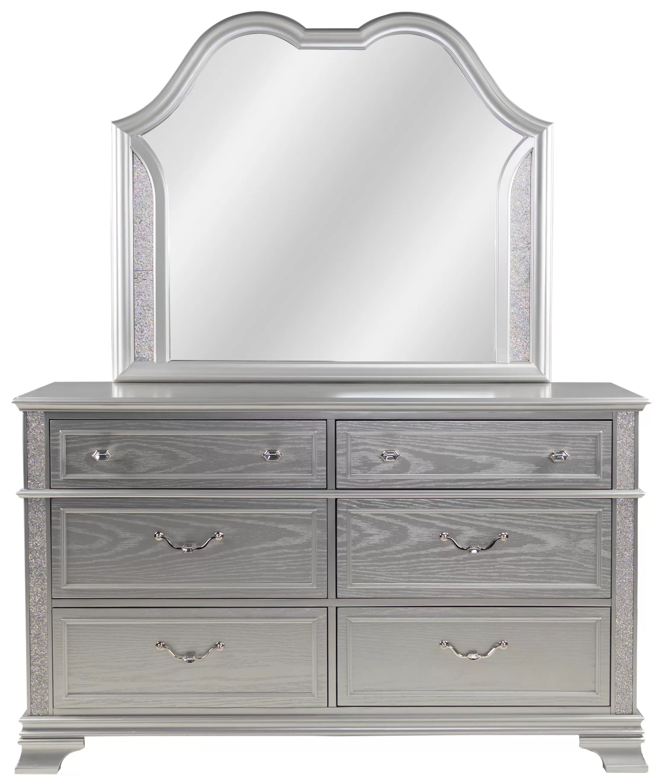 Poundex F9670Q-4PC 4 pc Light grey finish wood fabric padded headboard LED lighting queen bed set