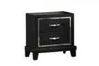 Poundex F9334Q 4 pc black faux leather padded queen bedroom set footboard drawers