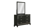 Poundex F9334Q 4 pc black faux leather padded queen bedroom set footboard drawers