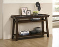 Poundex F6380 Dark brown finish wood sofa entry console table with two lower shelves