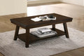 Poundex F6381 Dark brown finish wood coffee table with lower shelf
