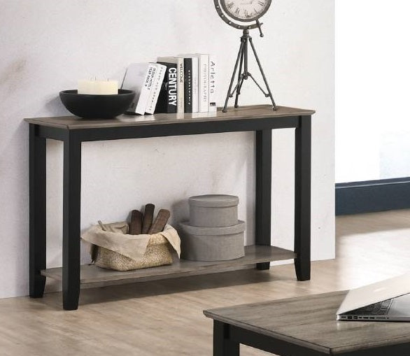 Poundex F6383 Two tone brown finish wood sofa entry console table with lower shelf