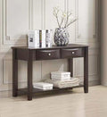 Poundex F6386 Dark brown finish wood sofa entry console table with two drawers and lower shelf