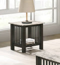 Poundex F6394 Two tone white faux marble top dark finish wood end table with lower shelf