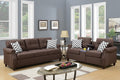 Poundex F6413 2 pc dark coffee linen like fabric sofa and love seat set drink console Charlton home firestone