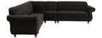 Poundex F6433 4 pc jolanda black velvet fabric sectional sofa with tufted backs