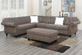 Poundex F6437 4 pc jolanda dark coffee breathable leatherette sectional sofa with tufted backs