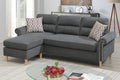 Poundex F6447 2 pc leta slate velvet fabric apartment size sectional sofa reversible chaise
