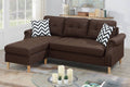 Poundex F6457 2 pc leta dark coffee polyfiber fabric apartment size sectional sofa reversible chaise