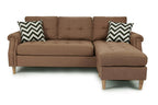 Poundex F6458 2 pc leta light coffee polyfiber fabric apartment size sectional sofa reversible chaise