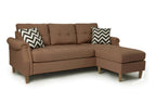 Poundex F6458 2 pc leta light coffee polyfiber fabric apartment size sectional sofa reversible chaise