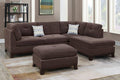 Poundex F6477 3 pc Canora gene dark coffee chenille fabric reversible chaise sectional sofa and ottoman
