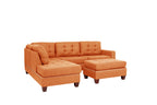 Poundex F6506 3 pc Allcott hill romulus citrus poly fiber fabric sectional sofa reversible chaise and ottoman